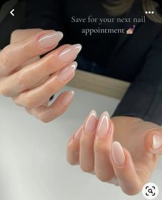 Classic Almond Nails Simple, Simple Nails Minimalist, Neutral Glossy Nails, Shiny Neutral Nails, Natural Mid Length Nails, Opi Put It In Neutral Almond Nails, Acrylic Short Oval Nails, Natural Gel X Nails Almond, Light Pearl Nails