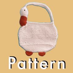 a crocheted bag with the word pattern on it and an image of a duck