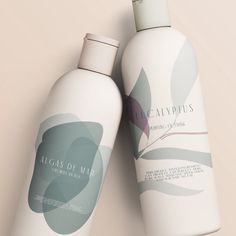 two bottles of body lotion sitting next to each other