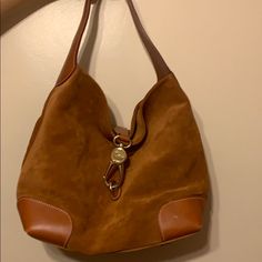 Perfect Condition Just Trying To Make Some Money Classic Bucket Bag With Brass Hardware, Tan Shoulder Bag With Brass Hardware For Everyday Use, Dooney & Bourke Bag, Bags Logo, Dooney And Bourke, Leather Bucket Bag, Navy Leather, Dooney & Bourke Bags, Denim Bag