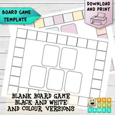 blank board game and color versions for kids to play on the computer or in printable