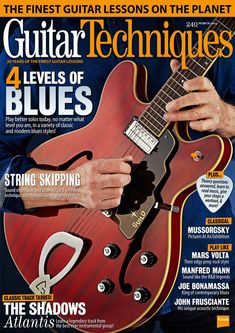 the cover of guitar techniques magazine shows a man playing an electric guitar with his hands