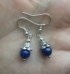 Made with silver plated findings and lapis lazuli stone, these earrings are a lovely, dainty addition to any outfit. Hooks are silver plated steel  Earrings are handmade to order. Gift wrap is available! Silver Lapis Lazuli Round Earrings, Silver Round Lapis Lazuli Earrings, Silver Lapis Lazuli Pierced Earrings, Nickel-free Lapis Lazuli Dangle Earrings, Silver Bar Earrings, Lapis Earrings, Lapis Lazuli Earrings, Jewelry Making Earrings, Lapis Lazuli Stone