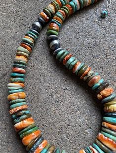 Sterling Silver Graduated Green Turquoise Spiny Oyster Bead Necklace 19 inch Multicolor Turquoise Necklace With Gemstone Beads In Southwestern Style, Multicolor Turquoise Necklace With Polished Round Beads, Multicolor Turquoise Necklace With Hand-strung Beads, Multicolor Southwestern Turquoise Necklace With Gemstone Beads, Southwestern Multicolor Turquoise Necklace With Gemstone Beads, Artisan Beaded Round Turquoise Necklace, Artisan Hand-strung Round Turquoise Necklace, Artisan Turquoise Necklace With Polished Multicolor Beads, Artisan Multicolor Turquoise Necklace With Polished Beads