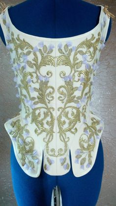 Ivory chiffon with gold embroidery and lavender organza flowers. Size at full closure: Bust 88cm/34.5in Waist 66cm/26in For more info please contact me. Baroque Corset, Organza Flowers, Customer Appreciation, Corset Lingerie, Gold Embroidery, Cosplay Ideas, Corsets, 18th Century, Bulgaria