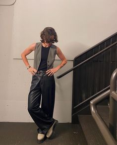 Masc fashion inspo Queer Semi Formal, Tomboy Nightclub Outfit, Masc Lesbian Night Out Outfit, Gender Fluid Formal Wear, Masc Women Suit, Masc Fancy Outfits, Masc Vest Outfit, Masc Night Out Outfit, Masc Formal Wear