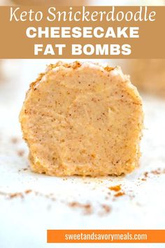 a keto snickerdoodle cheesecake fat bomb cut in half