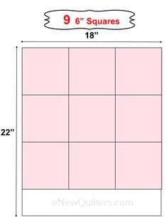 a square with the number nine squares on it and measurements for each square in front