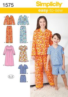 an adult and child's pajama set sewing pattern