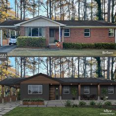 before and after photos of a home in the suburbs