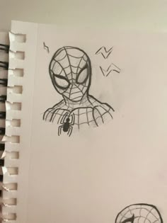 a drawing of a spider - man with his head in the air, next to another drawing of a spiderman