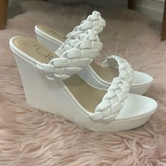 Brand New Never Worn White Braided Wedges! I Bought Them For My Bachelorette Party And Never Used Them! True To Size! Super Comfortable Wedding Wedges, White Wedges, Shoes White, Womens Shoes Wedges, Bachelorette Party, Wedding Accessories, Color White, Wedges, Women Shoes