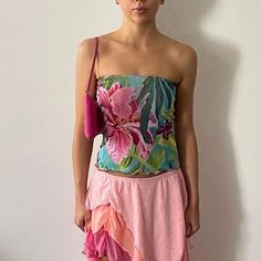 45437509632235|45437509665003|45437509697771 Y2k Tube Top, Camisole Vintage, Y2k Pattern, Crop Top Aesthetic, Floral Clothing, Slim Fit Crop Top, Bandeau Crop Top, Fits Aesthetic, Tops Style