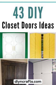 four different closet doors with text overlay that says 43 diy closet doors ideas