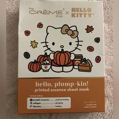 Sheet Mask . Glowing Skin By Pumpkin., Promotes Soft, Youthful Skin , Helps Plump And Soften The Appearance Of Fine Lines And Wrinkles. Pumpkin Enzymes : Youth - Promoting Collagen : Pluming & Allantoin : Healing The Crème Shop, Shop Hello Kitty, Hello Kitty Shop, Creme Shop, Dry Face, Skin Care Mask, Pumpkin Print, Youthful Skin, Sheet Mask