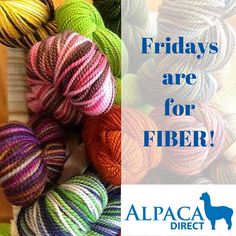 balls of yarn with the words friday's are for fiber