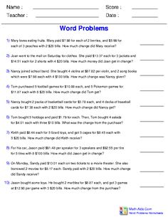 word problems worksheet with answers for students to solve the problem in their class