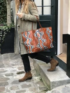 Cabas Python Marny Orange painted   Collection Printemps été 19 Look Chic, Madewell, Organisation