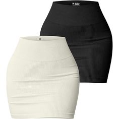 OQQ Women's 2 Piece Skirts Basic Versatile Stretchy Ribbed Casual High Waist Mini Skirt, Black Beige, Small : Amazon.ca: Clothing, Shoes & Accessories Amazon Findings, High Waist Mini Skirt, Mini Skirt Black, Black Mini Skirt, Black Rib, Skirt Black, Different Styles, 2 Piece, Mini Skirt