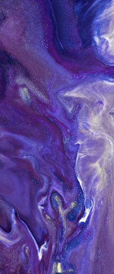 an abstract painting with blue and purple colors on it's surface is shown in this image