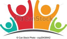 group of people with hands up in the air logo design template for company or business