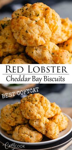 red lobster cheddar bay biscuits on a plate