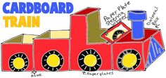 a drawing of a train with instructions on how to make it look like a cardboard train