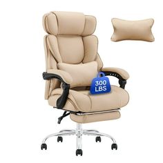 an office chair with a pillow on the back