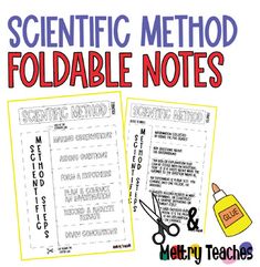 scientific method foldable notes with scissors and glue on them for kids to practice their writing skills