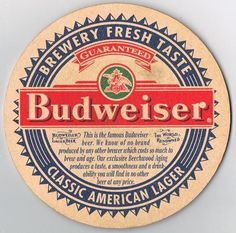 an old budweiser beer label with the word budweiser printed on it