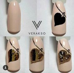 Nails University. Ногти и Маникюр пошагово. Valentine Nail Art, Heart Nails, Beautiful Nail Art, Bling Nails, Nail Art Tutorial, Creative Nails, Valentine's Day Nails, Valentines Nails