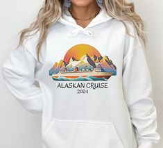 This unisex heavy blend Alaskan themed hooded sweatshirt is perfect for your next Alaskan cruise! Made with a thick blend of cotton and polyester, it feels plush, soft and warm, a perfect choice for any cold day. In the front, the spacious kangaroo pocket adds daily practicality while the hood's drawstring is the same color as the base sweater for extra style points. ✸ DETAILS: .: 50% cotton, 50% polyester  .: Medium-heavy fabric .: Classic fit .: Runs true to size ✸ RECIPIENT IDEAS: - Travel Lover - Unique Small Gift - Gift for Boyfriend / Girlfriend ✸ EXTRAS: If you like this listing but it isn't exactly what you're looking for, check out this listing that I think you'll love!: https://www.etsy.com/listing/1645358492/blue-and-brown-iphone-case-epoxy-river Thank you so much for shopping w Group Cruise, Family Cruise Shirts, Alaskan Cruise, Cruise Shirt, Family Cruise, Alaska Cruise, Family Shirts, Cold Day, Heavy Fabric