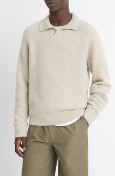 Subtle color variations of the cashmere yarns brings a pleasing depth and dimension to this luxuriously soft sweater made a bit more casual with an open johnny collar. 26" length (size Medium) Johnny collar Long sleeves with ribbed cuffs 100% cashmere Dry clean or hand wash, dry flat Imported Baby Clothes Sale, Johnny Collar, Polo Sweatshirt, Cashmere Yarn, Sweater Collection, Soft Sweater, Collar Sweater, Sweater Making, Softest Sweater