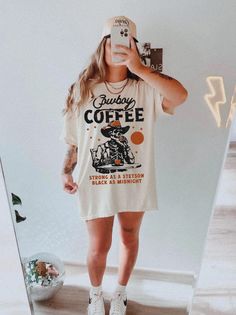 Oversized Western Tee, Cowgirl Tshirt, Skeleton Cowboy, Cowboy Coffee, Trending Graphic Tees, Gift Aesthetic, Vintage Skeleton, Western Tee, Coffee Tees