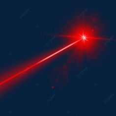 an image of a red laser in the dark blue sky with light coming from it