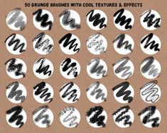 50 grunge brushes with cool textures & effects for photoshopped and inked