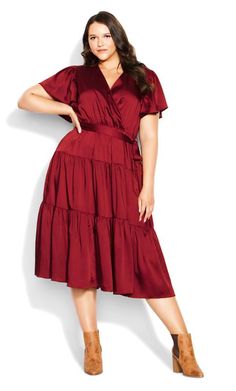 Shop Evans Red Tiered Wrap Midi Dress at Yours Clothing. Discover women’s plus size clothing in sizes 10-36 with fast delivery. Dresses Date Night, Party Dress Sale, Work Dresses, Wrap Midi Dress, Maxi Dress Online, Plus Size Maxi, Date Night Dresses, True Red, Plus Size Maxi Dresses