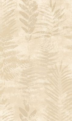 a beige and white wallpaper with leaves on it