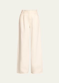 SLVRLAKE Taylor Wide-Leg Jeans Basic Wardrobe, Wardrobe Basics, White Denim, Wide Leg Jeans, Leg Jeans, White Jeans, Made In Usa, Full Length, Tops Designs