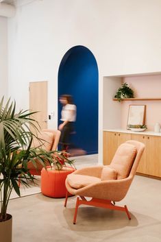 a living room filled with furniture and plants