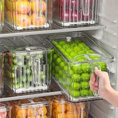 a refrigerator filled with lots of different types of fruits and vegetables next to each other