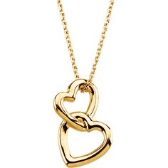 14K Yellow Gold Vertical Double Heart Necklace Sideways Initial Necklace, Double Heart Necklace, Sweet Necklace, Diamond Cross Necklaces, Yellow Necklace, Heart Choker, Hearts Necklace, Drop Pendant Necklace, Diamond Cross Pendants