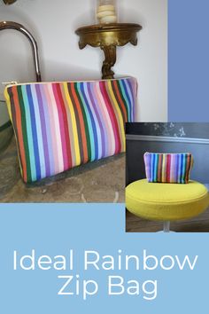 the ideal rainbow zip bag is on display