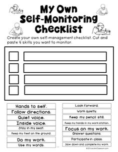 the self monitoring checklist is shown in black and white