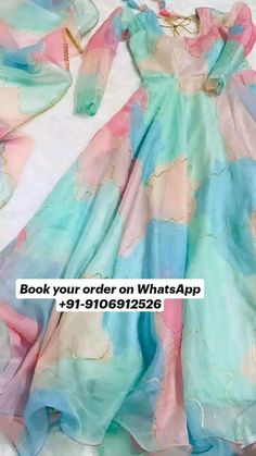 Organza Anarkali Dress, Organza Suits, Gown With Dupatta, Long Gown Design, Organza Gowns, Lehenga Designs Simple, Anarkali Dress Pattern, Party Wear Gown, Long Dress Design