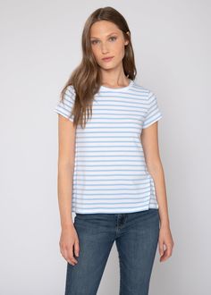 Meet the perfect tee. Easy to dress up or down, wear it as a separate or as a layering piece. Simple as it may sound, it’s a timeless essential you’ll reach for everyday. Bonus: you won’t believe how soft it is. Made out of a ultra luxurious pima and modal blend, this tee feels better than butter.  Sizing Note:Based on Chic Crew Neck T-shirt For Casual Gatherings, Spring T-shirt With Shirttail Hem For Everyday Wear, Spring T-shirt For Casual Gatherings With Shirttail Hem, Spring Casual T-shirt With Shirttail Hem, Chic Cotton T-shirt For Layering, Trendy Spring T-shirt For Layering, Classic Everyday Spring Tops, Casual Fitted Short Sleeve Top For Layering, Fitted Casual Short Sleeve Top For Layering