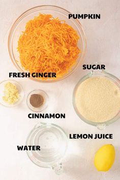 the ingredients to make this recipe include carrots, lemon juice and sugar