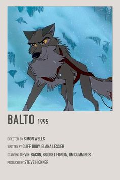 an image of a movie poster for the animated film's title, balto