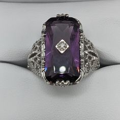 Beautiful February Birthstone, Amethyst Set In A Sterling Silver Ring With Intricate Details. Nwot, Size 8. Stunning Silver Amethyst Ring With Accent Stones For Formal Occasions, Silver Jewelry With Gemstone Accents For Collectors, Silver Amethyst Rings With Diamond Accents, Silver Amethyst Gemstones For Formal Events, Silver Gemstones With Stone Setting For Formal Occasions, Formal Silver Gemstones With Stone Setting, Collectible Silver Jewelry With Gemstone Accents, Formal Silver-colored Gemstones With Stone Setting, Silver Amethyst Art Deco Jewelry