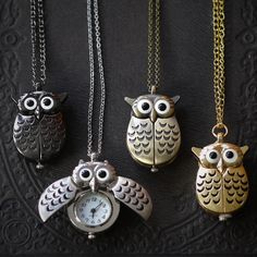 Owl Watch Necklace | Ragtrader Vintage Mechanical Pocket Watch, Silver Owl, Group Gifts, Pocket Watch Chain, Vintage Style Jewellery, Watch Chain, Winter Gift, Cute Necklace, Mom Gifts